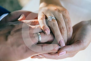 Wedding rings background. Engagement or marriage conceptual photo