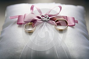 Wedding rings background. Engagement or marriage conceptual photo