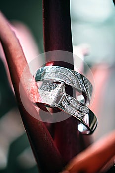 Wedding rings background. Engagement or marriage template