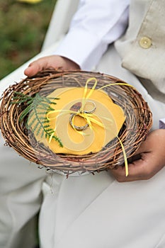 Wedding rings in basket