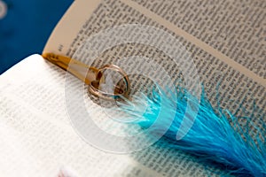 Wedding rings on a bible