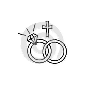 Wedding rings, Christianity icon. Simple line, outline vector religion icons for ui and ux, website or mobile application