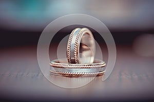 Wedding rings  on dark  table