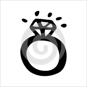 Wedding rings doodle. Hand-drawn illustration