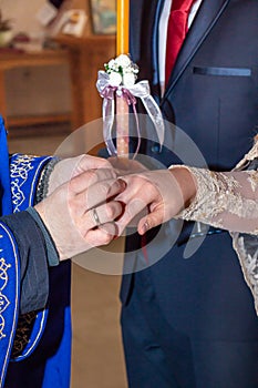 Wedding rings exchange in orthodox church