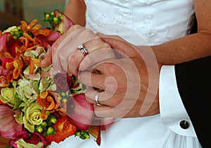 Wedding rings and flowers