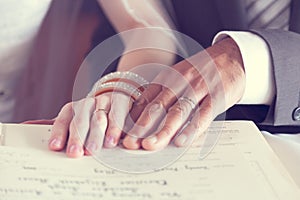 Wedding rings on hands