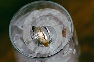 Wedding rings in ice water