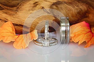 Wedding rings include circles of diamonds and inset texture