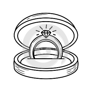 Wedding rings marriage vector illustration with simple hand drawn