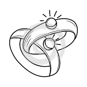 Wedding rings marriage vector illustration with simple hand drawn design