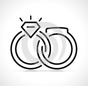 wedding rings outline icon isolated