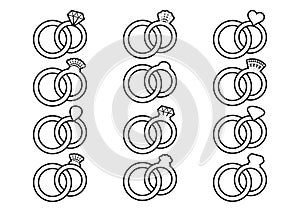 Wedding rings outline icons