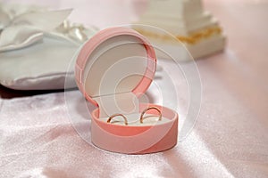 Wedding rings are in the pink box