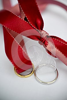 Wedding rings and ribbons