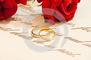 Wedding Rings with roses and vows
