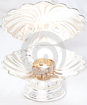 Wedding rings in a shell