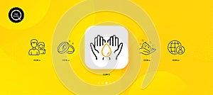 Wedding rings, Teamwork and International recruitment minimal line icons. For web application, printing. Vector