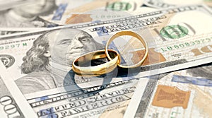 Wedding rings on US Dollar banknotes