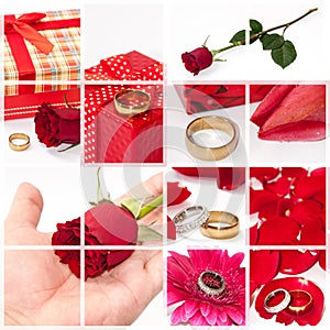 Wedding and romance concept collage