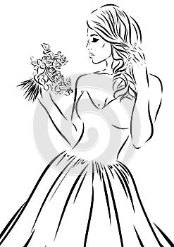 Wedding scetch. Bride on a white background. Vector EPS illustration