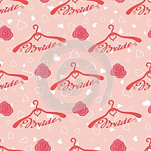 Wedding seamless pattern with hangers for bride