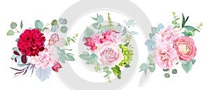 Wedding seasonal flowers vector design bouquets