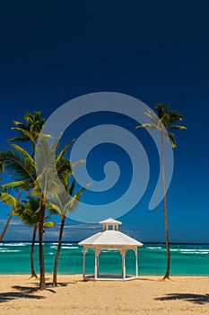 Wedding set up or altar on tropical island