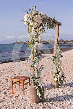 Wedding setup on the beach.