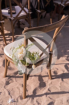 Wedding setup on the beach.Wedding Chair