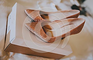 Wedding shoes on a box
