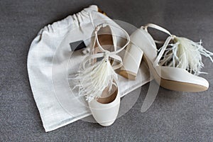 Wedding shoes on a gray background