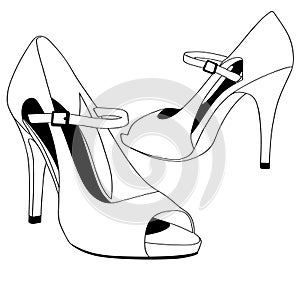 Wedding shoes high heels vector eps Hand drawn, Vector, Eps, Logo, Icon, silhouette Illustration by crafteroks for different uses.