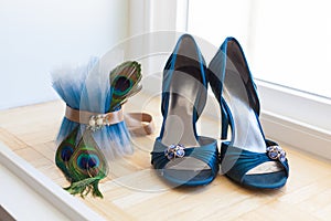 Wedding Shoes and Peacock Garter