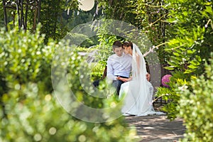 Wedding shot of bride and groom