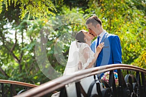 Wedding shot of bride and groom