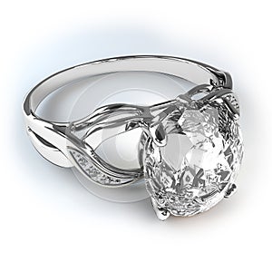 Wedding silver diamond ring