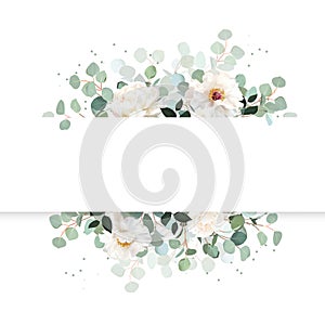 Wedding silver dollar eucalyptus horizontal vector design banner