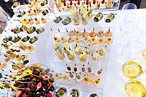 Wedding snacks. Big festive table