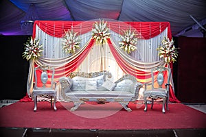 Wedding stage events in Pakistan Asia elegant and fancy furniture, wedding setup and decoration