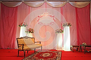 Wedding Stage with Golden vintage chair