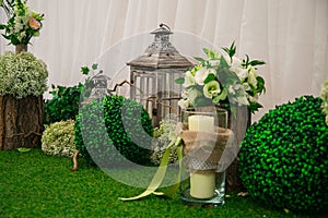 Wedding still life in rustic style. Retro stylized photo.