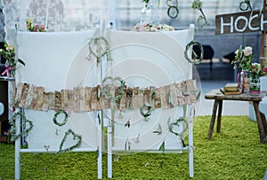 Wedding stools from behind