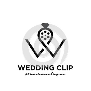 Wedding Studio Movie Video Film Production with diamond ring logo design vector icon illustration