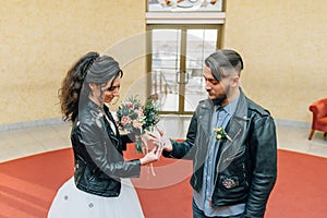 Wedding in the style of rock. Rocker or Biker wedding.