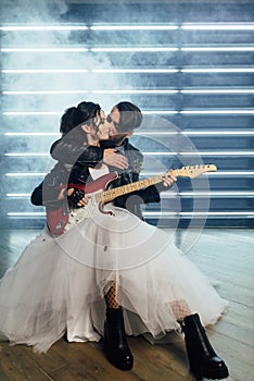 Wedding in the style of rock. Rocker or Biker wedding.