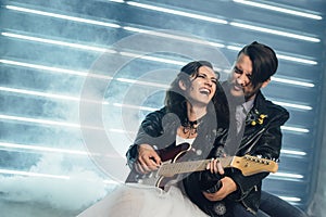 Wedding in the style of rock. Rocker or Biker wedding.