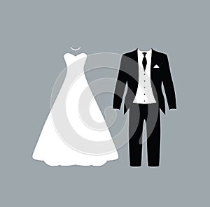 Wedding suit and dress