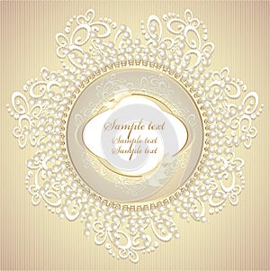 Wedding or sweet frame with pearls petals and lace