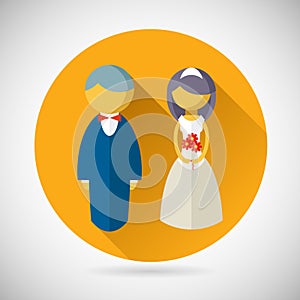 Wedding Symbol Bride and Groom Marriage Icon